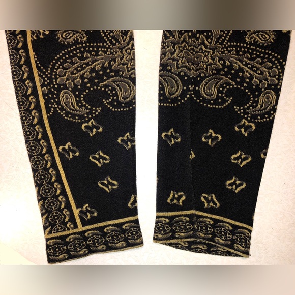 Free People Black and Gold Paisley Sweater Knit Leggings - S - Picture 3 of 15